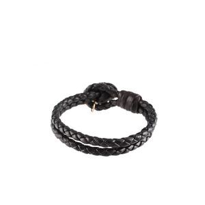 Bottega Veneta Womens Bracelets Dark Brown Leather Braided